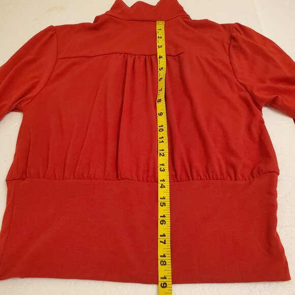 Stiletto Mock Neck Red Long Sleeved Crop Top Peekaboo Front Y2K Vintage - L - Picture 11 of 11
